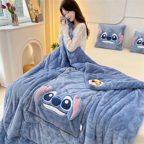 Stitch 2 in 1 Deckenkissen - weiche Winterdecke, Lilo und Stitch Geschenk DE - Bild 3 von 29