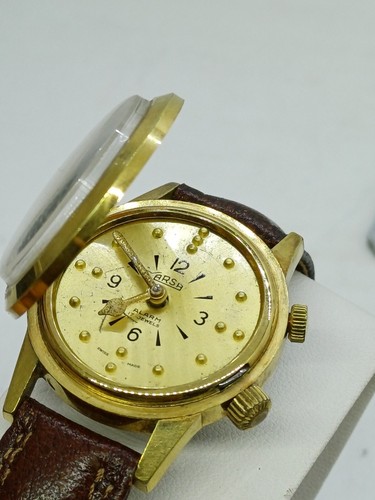 RARE VINTAGE ARSA ALARM MANUAL WATCH FOR BLIND PEOPLE MENS GOLD .P TWO CROWN - Picture 7 of 21