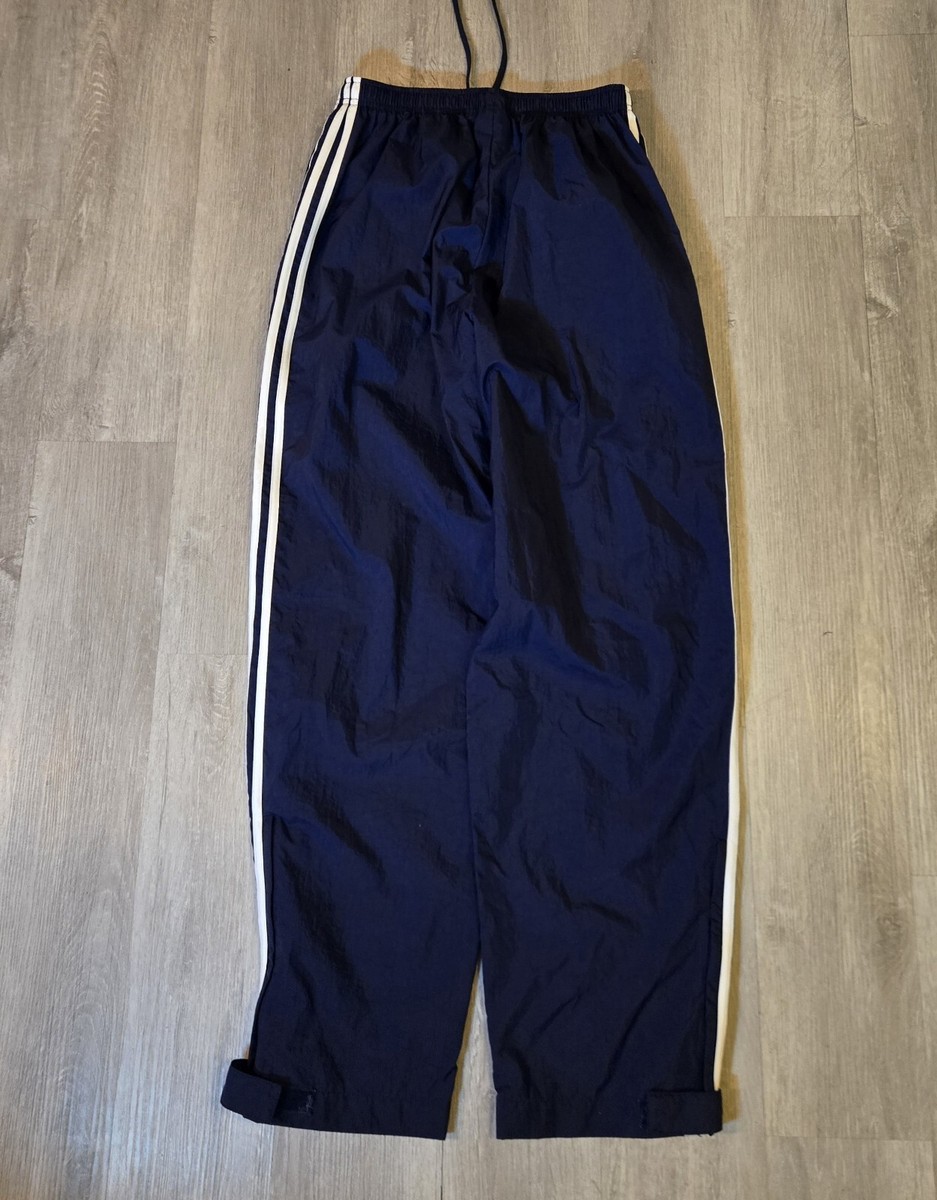Vintage Adidas Track Pants Large Blue Classic 3 Striped Wide