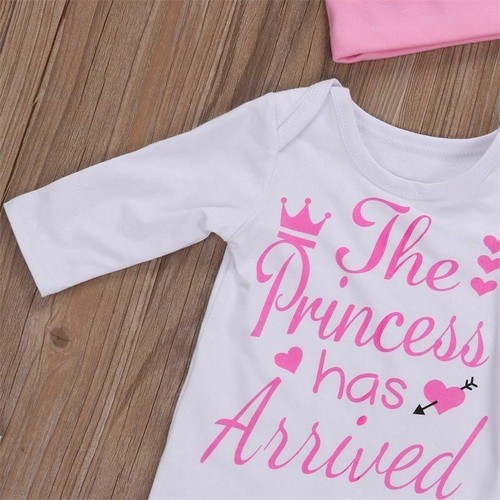 4 Pcs Baby Girls Pants Set Infant Letter Romper Arrow Heart Pants Hats Clothes - Picture 5 of 9