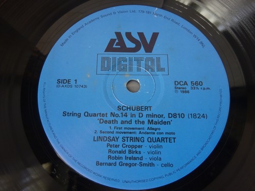 SCHUBERT - STRING QUARTETS 12 & 14 LP, Lindsay Quartet, ASV DCA 560 - Foto 3 di 4
