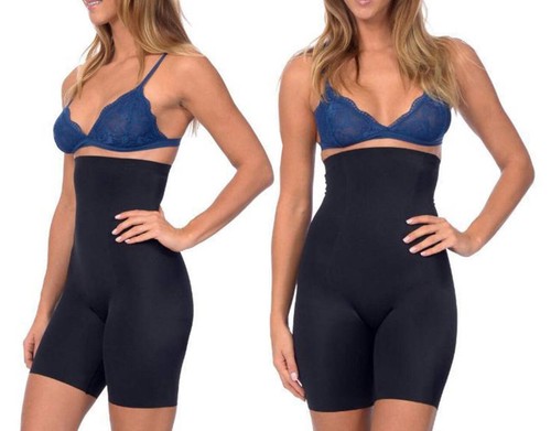 Moldeador de piernas de niño largo cintura extra alta con panel frontal doble dirigido negro - Imagen 4 de 13