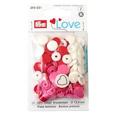 393031 Love Druckknopf Color Herz 124 mm rot/weiß/pink Polyester