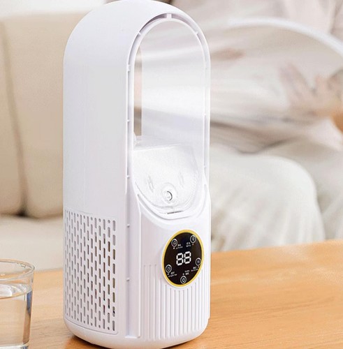 Bladeless Desk Air Conditioning Fan 6 Speed USB Spray Cooler Humidifier 500ml - Picture 3 of 21