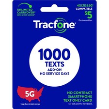 Tracfone 5 Text Add  On Card 1000 TXT Physical Delivery 