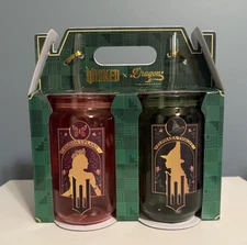 Wicked x Dragon Glassware Glinda & Elphaba Glasses with Straw ~ NEW IN BOX!