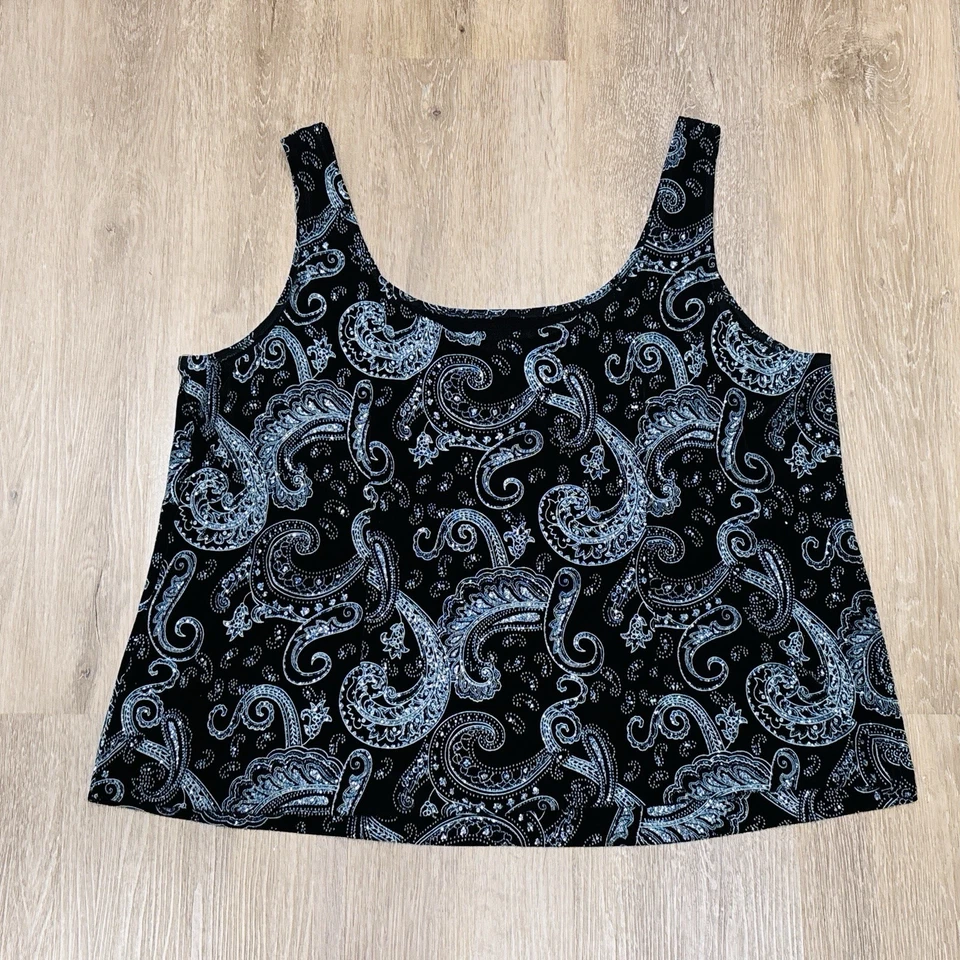 Alex Evenings Chaqueta Mujer 3X 2 Piezas Conjunto Negro Azul Brillo Paisley Brillo Foto 3 de 4