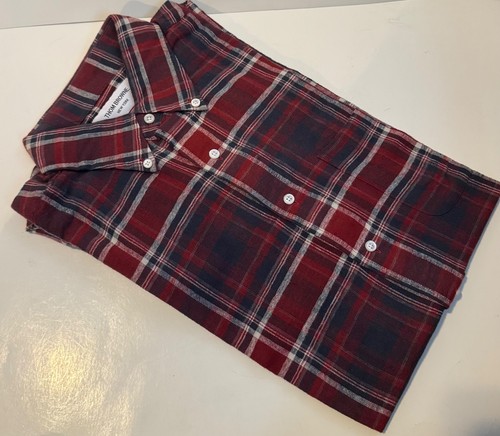 CAMISA HOMBRE THOM BROWNE MANGA LARGA ABOTONADA TALLA 3 FRANELA ALGODÓN CUADROS NUEVA SIN ETIQUETAS - Imagen 2 de 8