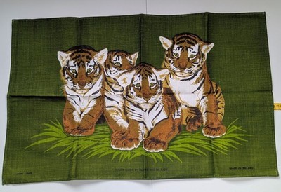 Neu & unbenutzt - Vintage Ulster Leinen Geschirrtuch - Tiger Cubs (Reg No 5728)