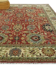 Antique Rust And Beige Traditional Floral Hand Knotted Wool Rug 8x10