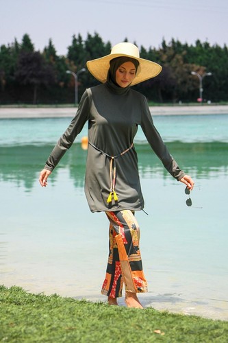 Lycra Khaki Burkini Modest Swimwear M2226 - Picture 5 of 5