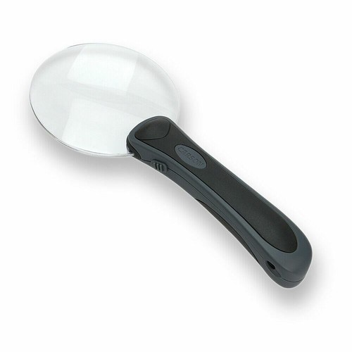 LED Magnifying Acrylic Glass 2x 3.5" Handheld Lighted Carson RM-95 RimFree - Picture 7 of 12
