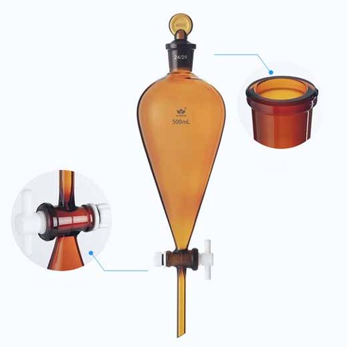 Laboratory Lab Chemistry Glassware PTFE 60-1000ML 19#-24# dispensing funnel - Foto 7 di 9