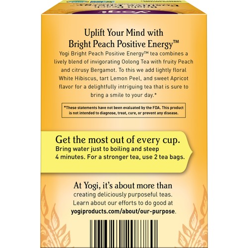 Yogi Tea Bright Peach Positive Energy Tea - 16 Tea Bags per Pack (4 Packs) - ... - Picture 2 of 6