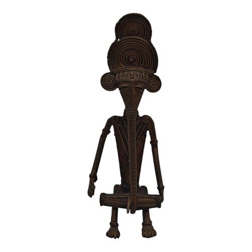 Vintage Bell Metal Bastar Tribal Art Ganesha Statue Playing Instrument - Picture 5 of 7
