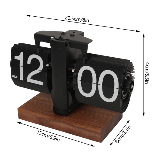 Reloj Retro Digital Abatible Alimentado por Batería Reloj Operado por Engranaje Interno Negro - Imagen 3 de 10