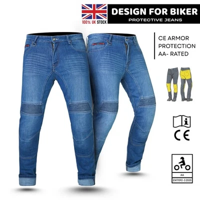 TORNADO Mens Motorbike Jeans Kevlar® Lined CE Armoured Protective Motorcycle Trousers UK