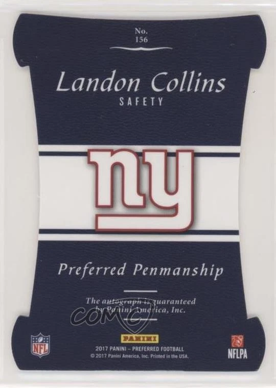 2017 Panini Preferred Preferred Penmanship Blue /25 Landon Collins #156 Auto - Image 2 of 2