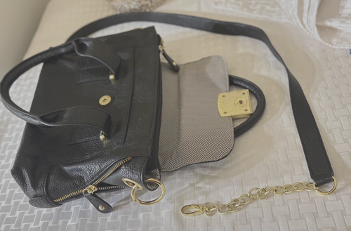 Cartera Steve Madden de cuero PU negra de 12" x 8", aprox. Correa ajustable 25" - Imagen 7 de 15