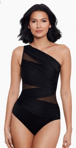 Miraclesuit Jena Einteiler One Shoulder Badeanzug Neu ohne Etikett Größe 10 schwarz