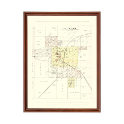 Old Map of Delavan, IL 1891 - Vintage Delavan Illinois Art