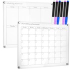 2 Pcs Refrigerator Calendar Reusable Planner Board for Fridge Clear Whiteboard