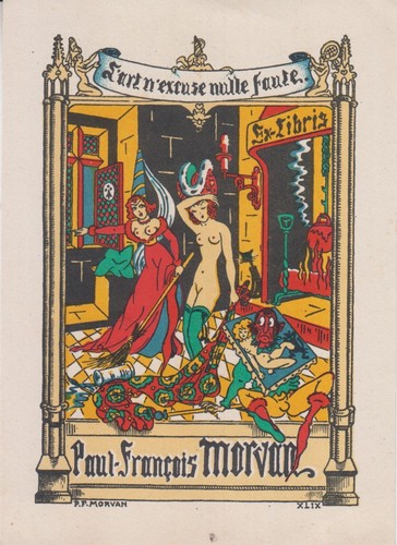 Ex-libris Paul-François MORVAN Cliché ipse fecit 1949 L'art n'excuse nulle faute - Picture 1 of 2