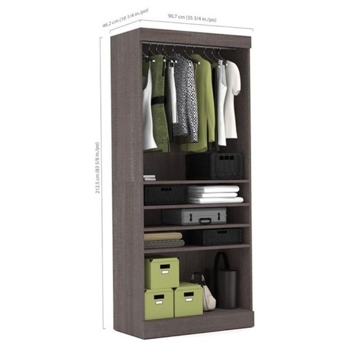 Atlin Designs 3 Adjustable Shelves Wood Storage Unit in Bark Gray - Picture 3 of 3