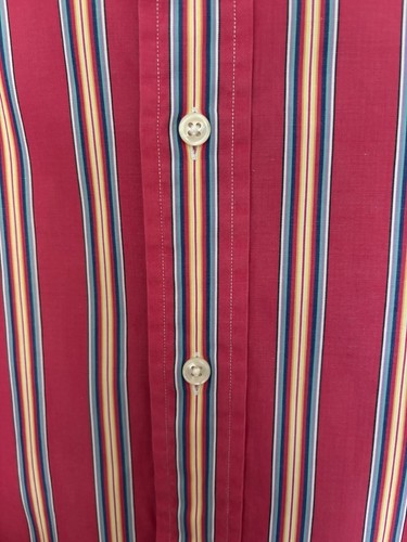 Ralph Lauren Mens 16.5 L Classic Fit Pink Multicolor Stripe Cotton Button Shirt - Picture 5 of 15
