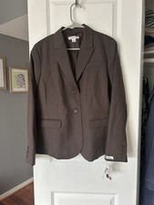 NWT Pendleton Women s Blazer Brown 100 Virgin Wool Jacket MSRP 228 Size 14