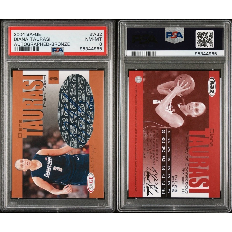 Autógrafos Sage Hit 2004 Diana Taurasi Auto SP/250 UConn WNBA PSA 8 Pop 2 DT Foto 3 de 3