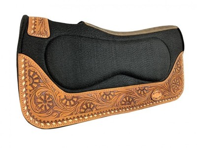 Klassy Cowgirl Barrel Style Felt Saddle Pad w/ Floral Tooling