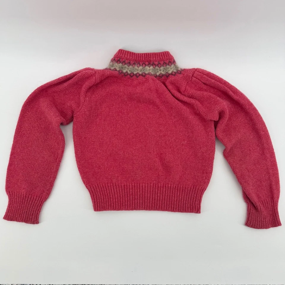 Cárdigan Suéter Ralph Lauren Niños Rojo Fair Isle Tejido Talla 5 Mezcla Algodón Lana Foto 3 de 4