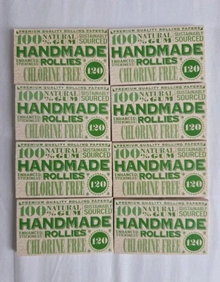 RIZLA 8 Books of 120 Handmade Rollies Chlorine Free Premium Quality Rolling Papers