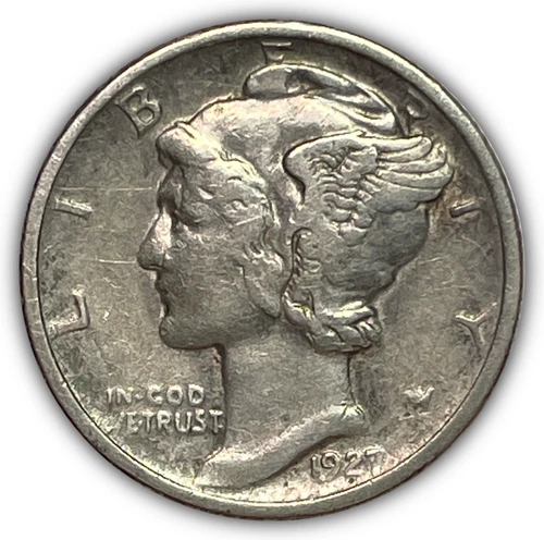 1927-D Mercury Dime Silver Extremely Fine XF Coin, Faint Cleaning #27972
