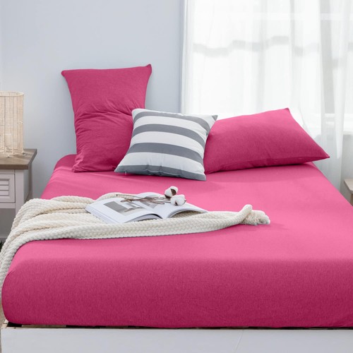 Extra Soft Stretchy Jersey Fitted Sheet 30cm Deep Washed Cotton Summer Bed Sheet - Picture 55 of 63