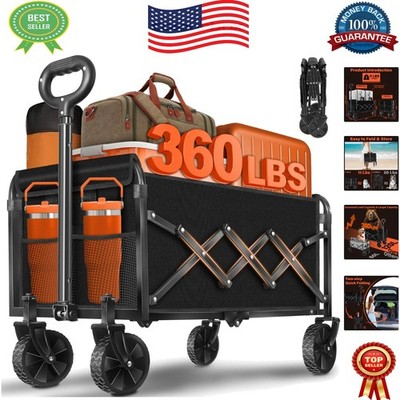 Versatile Foldable Wagon with Durable Wheels - Perfect for Camping and Sports