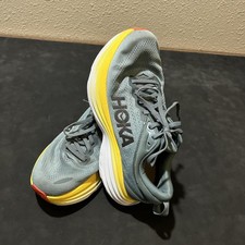 Hoka One One Bondi 8 Shoes Mens Size 8D Gray Yellow Running Sneakers Cushioned