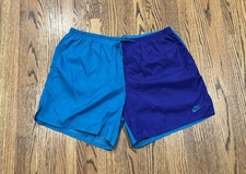 Nike Vintage 90s Colorblock Nylon Drawstring Running Training Gym Shorts Mens XL