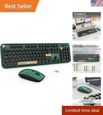 Wireless Keyboard and Mouse | Cute Colorful Keyboard and Mouse with 2.4GHz Co...