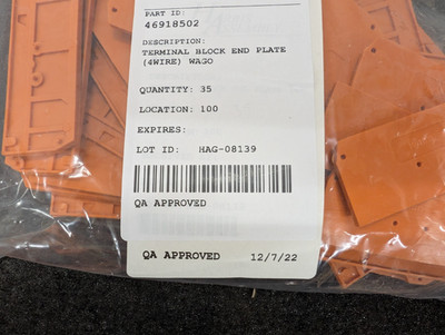 New, Wago, 280-315, TERMINAL BLOCK END PLATE (4WIRE) - Lot of 35pcs