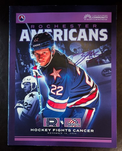 HANDSIGNIERT Zachary Metsa 2024 Rochester Americans signed Programm Amerks Sabres