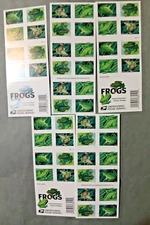 US Stamps, Scott #5395 - 5398, Frogs 20 Forever Stamps (Lot of 5)