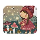 Mouse Pad (Rectangle) Gnome Girl Mushrooms Fireflies Folk Art Design 5, Gift