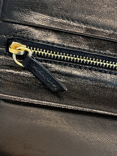 Zac Posen Black Patten Leather Zoe Clutch with Gold Clasp Made in Italy 8”x5” - Picture 8 of 13