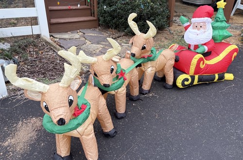 Papá Noel y Reno Inflable Exterior Decoración Patio Best Choice Design Co 11’ - Imagen 12 de 14