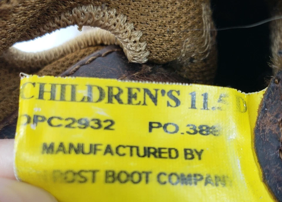 Botas vaqueras Dan Post para niños talla 11,5 D marrón amarillo 8 pulgadas punta cuadrada $90 Foto 2 de 4