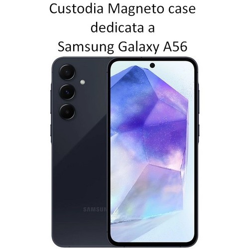 Custodia Book Cover Magneto Pelle Flip Libro Green Per Samsung Galaxy A56 A566 - Foto 2 di 9