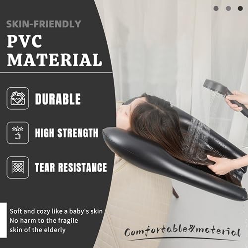 2PCS Portable Shampoo Bowl for Home, Inflatable Hair Washing Black,2pcs - Picture 4 of 8