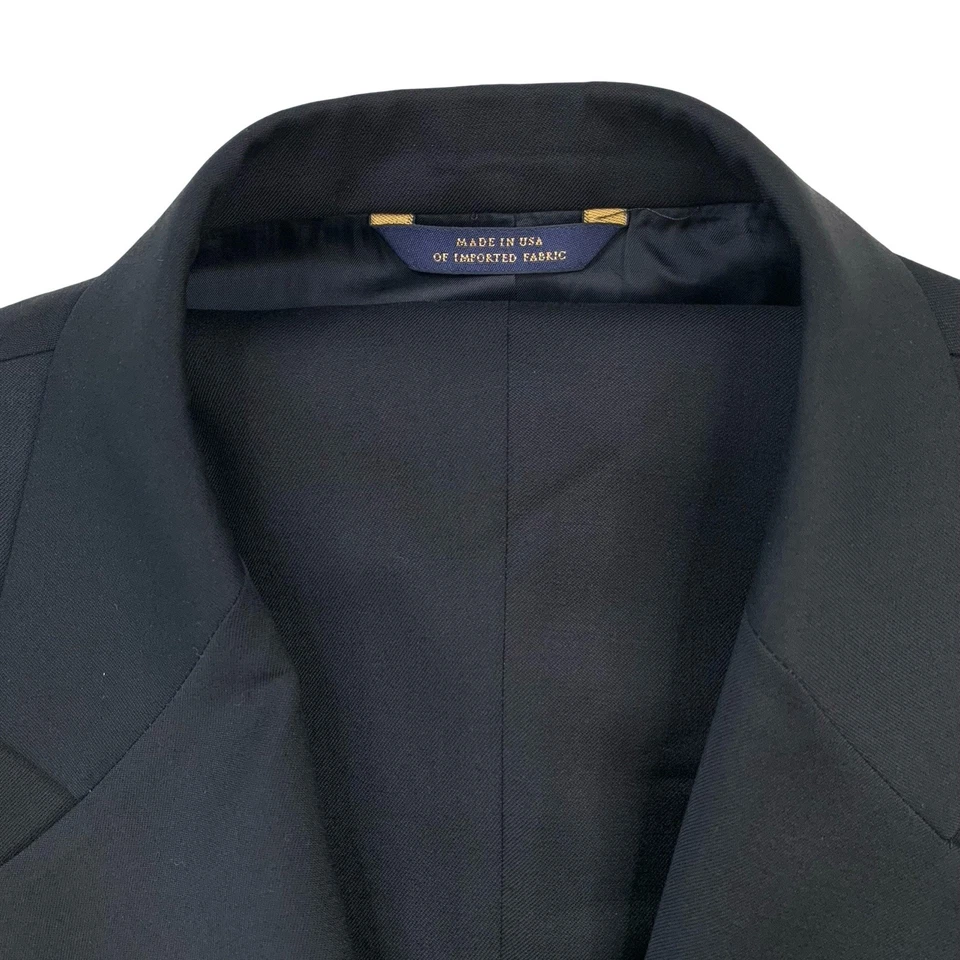 Mens 42 S Brooks Brothers 1818 Madison Solid Black Wool Suit Made USA - Image 2 of 4